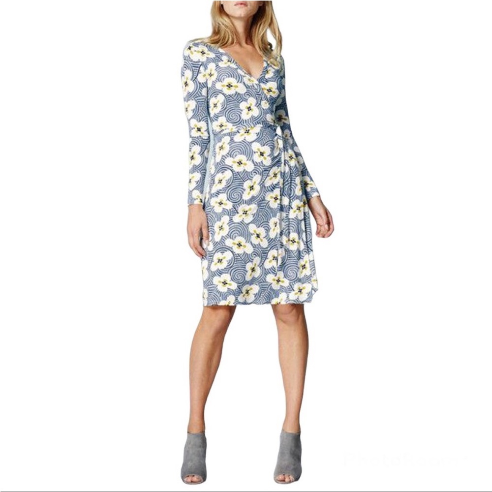 Boden Long Sleeve Floral Jersey Wrap Dress
